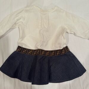 Fendi Kids Dress in White and Navy